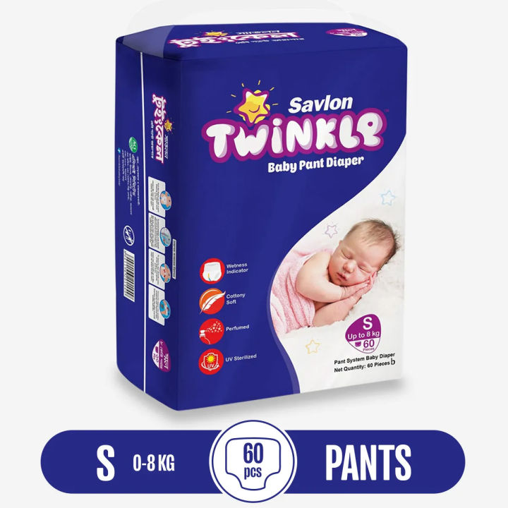 Savlon Twinkle Baby Pant Diaper Small 60 pcs